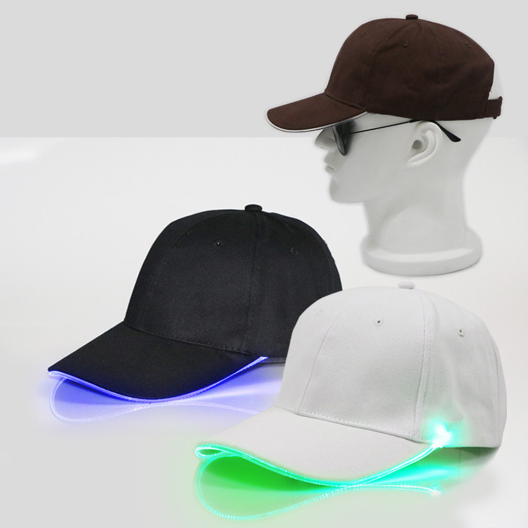 N824 Trucker Hat Customized Printing Custom Cotton Snapback Light  Hat Rave Lighted Glow Caps Flashing Luminous LED Baseball Cap