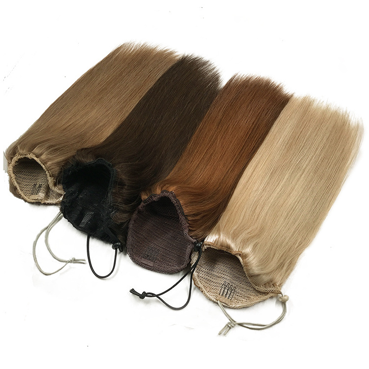 High Quality 100% Human Hair Extensions Drawstring Ponytail Customized Color Ponytail Hair