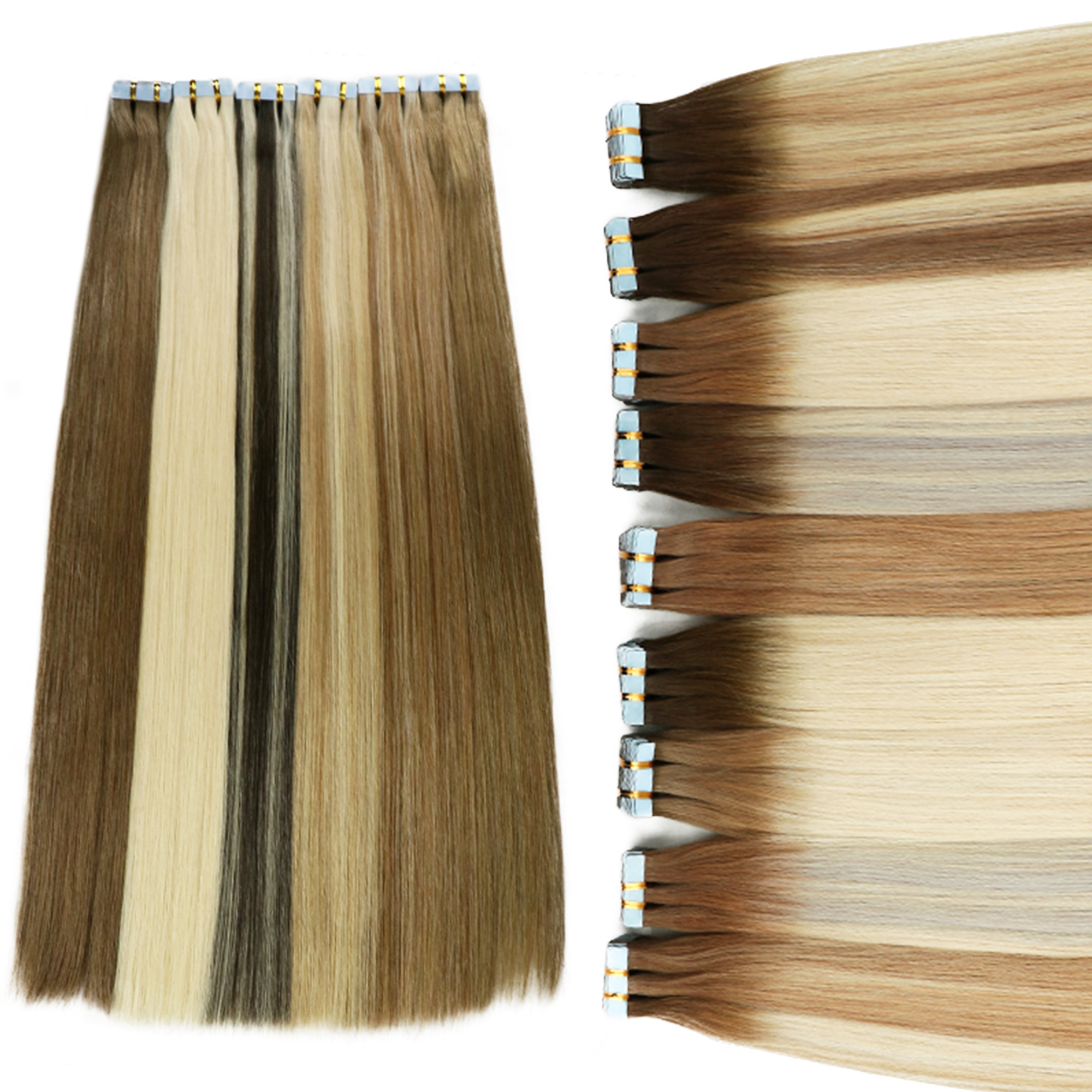 Hot Sale 12A Russian Double Drawn Blond Tape Ins Raw Virgin 100% Natural Tape In Human Hair Extension