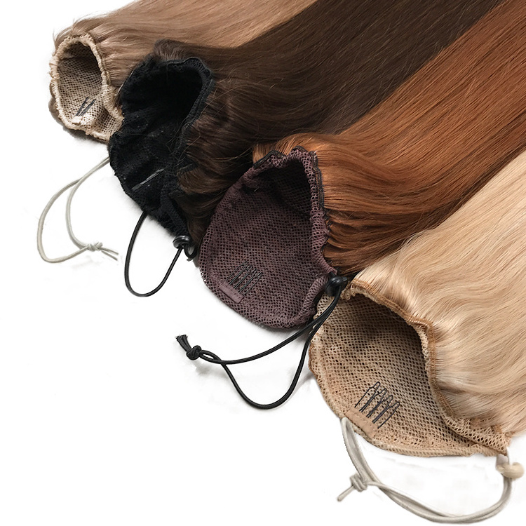 High Quality 100% Human Hair Extensions Drawstring Ponytail Customized Color Ponytail Hair