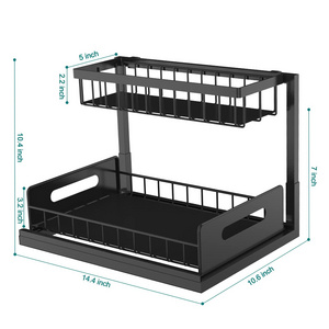 Pull Out Cabinet Organizer 2-Tier Slide Out  Under Cabinet Storage Multi-Use for Under Kitchen Bathroom Sink Organizers