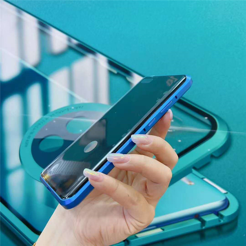 Super Anti-peeping Clear Double-Sides Magnet Flip Tempered Glass Case with Camera Cover for Huawei P40 Pro