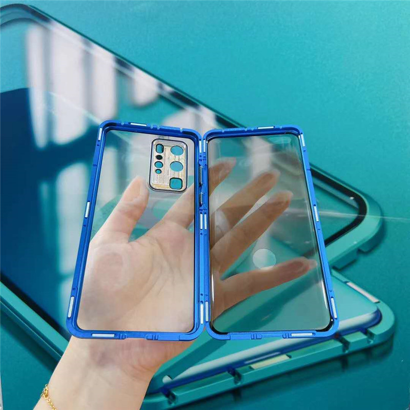 Super Anti-peeping Clear Double-Sides Magnet Flip Tempered Glass Case with Camera Cover for Huawei P40 Pro