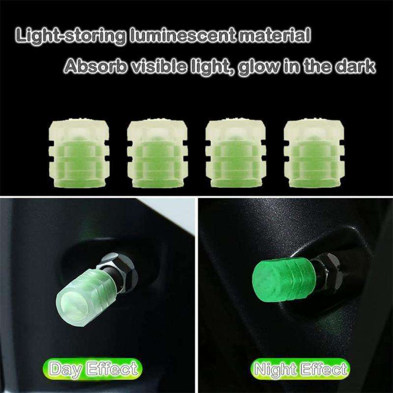 C0953 Universal Tire valve cap Glow In The Dark Car Wheel Air Cover Luminous Tire Valve Caps Upgraded and brighter