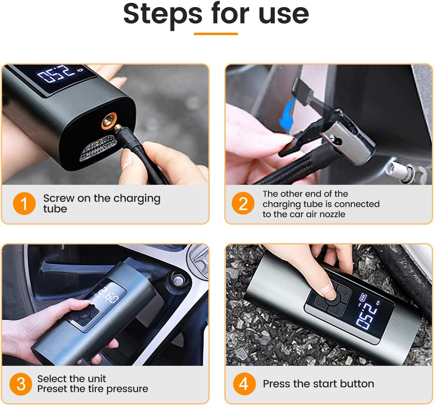 C0811 mini portable electric tyre pump digital smart automatic motorcycle tire inflator wired/wireless car air pump