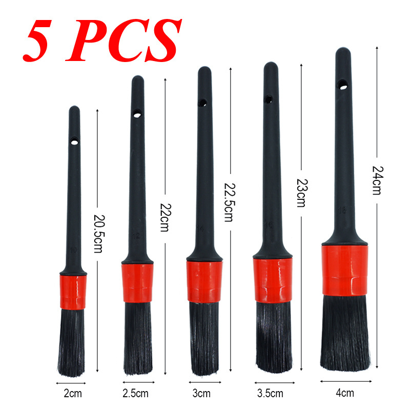 C0124 5PCS Car Detailing Brushes Cleaning Brush Set Cleaning Wheels Tire Interior Exterior Leather Air Vents  Cleaning Kit Tools