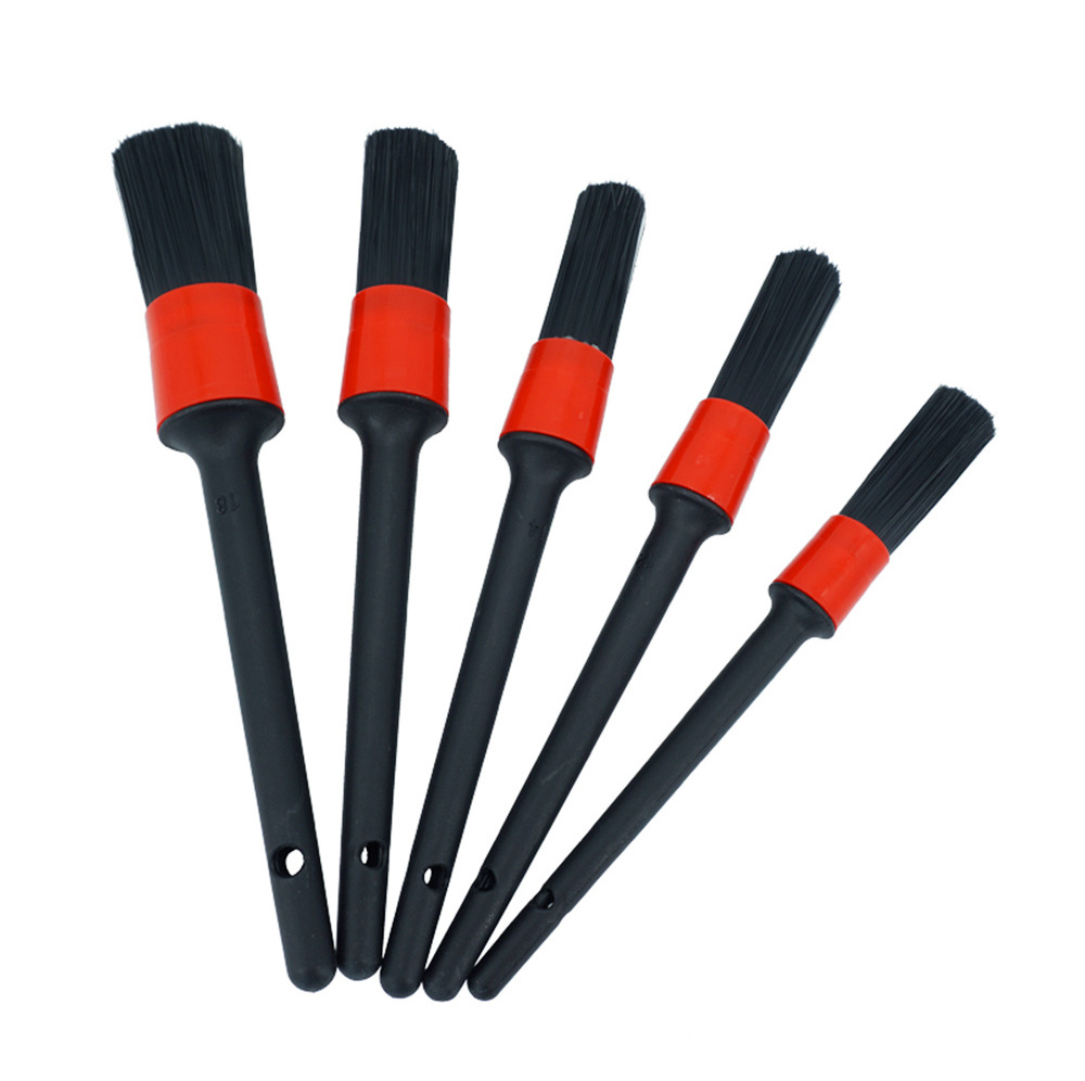 C0124 5PCS Car Detailing Brushes Cleaning Brush Set Cleaning Wheels Tire Interior Exterior Leather Air Vents  Cleaning Kit Tools