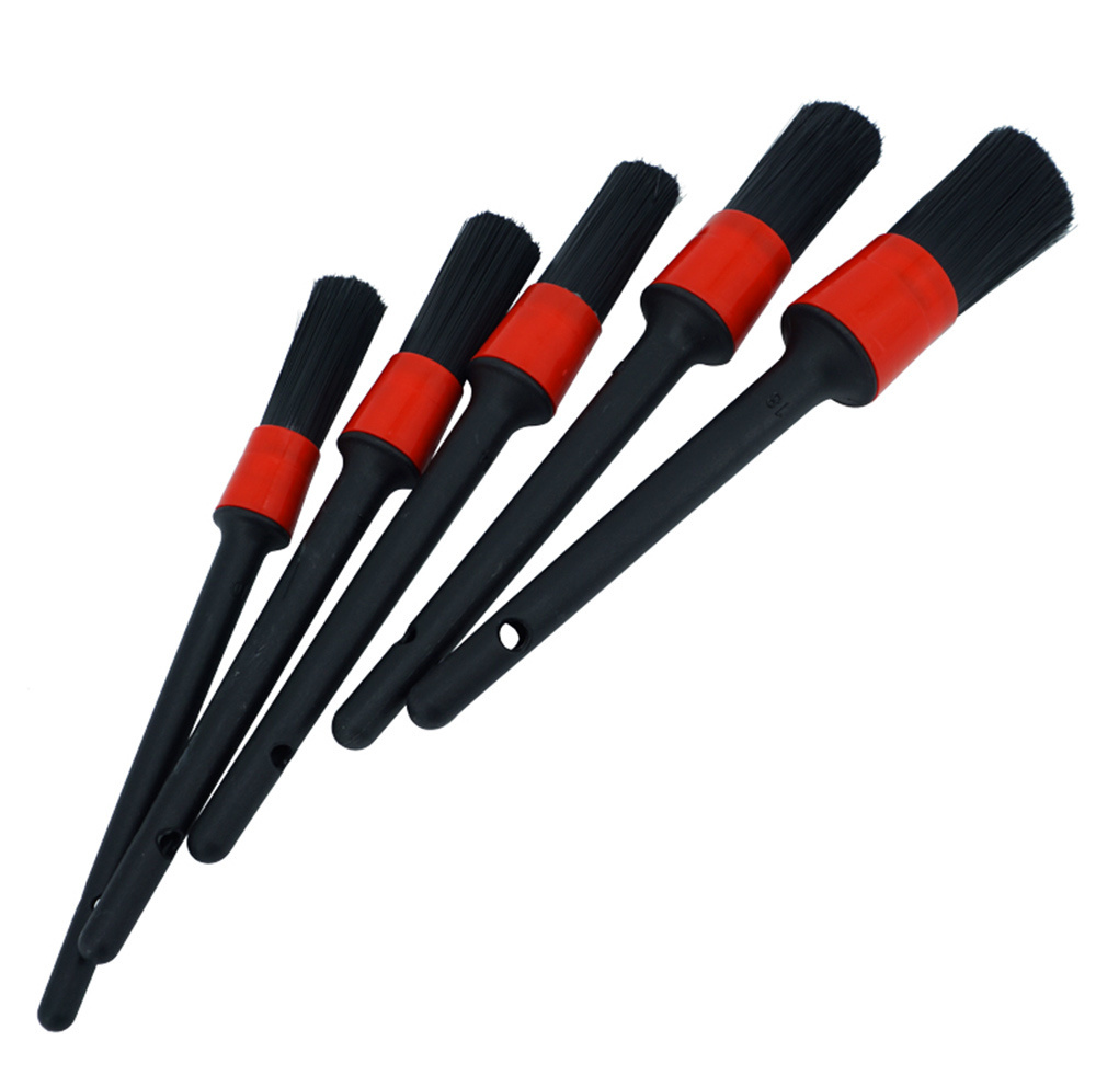 C0124 5PCS Car Detailing Brushes Cleaning Brush Set Cleaning Wheels Tire Interior Exterior Leather Air Vents  Cleaning Kit Tools