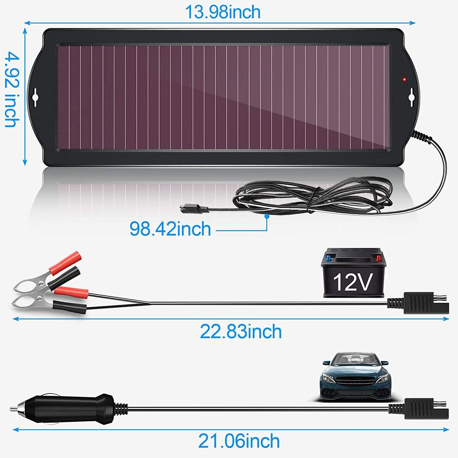 2.5w-7.5w amorphous silicon Solar Panel Car Battery Charger Portable Waterproof Power Trickle Battery Charger & Maintainer