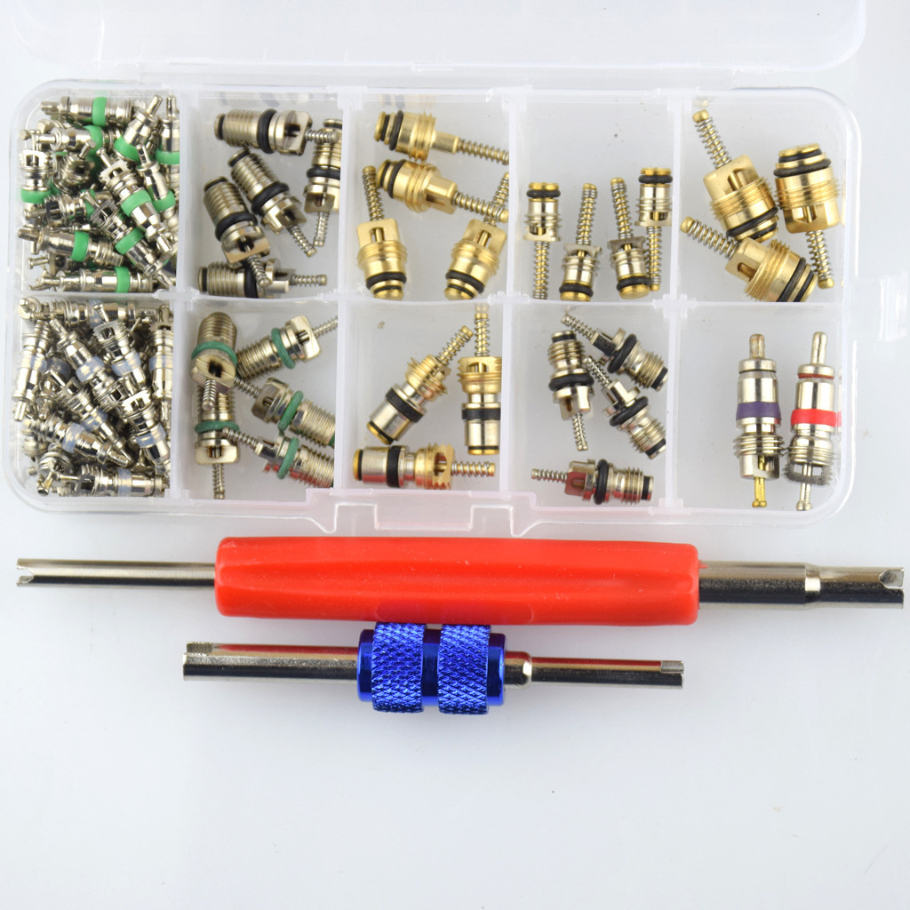 Car Air Conditioning Valve Core Accessories A/C R134a Refrigeration Tire Valve Stem Cores Remover Tool Assortment Kit