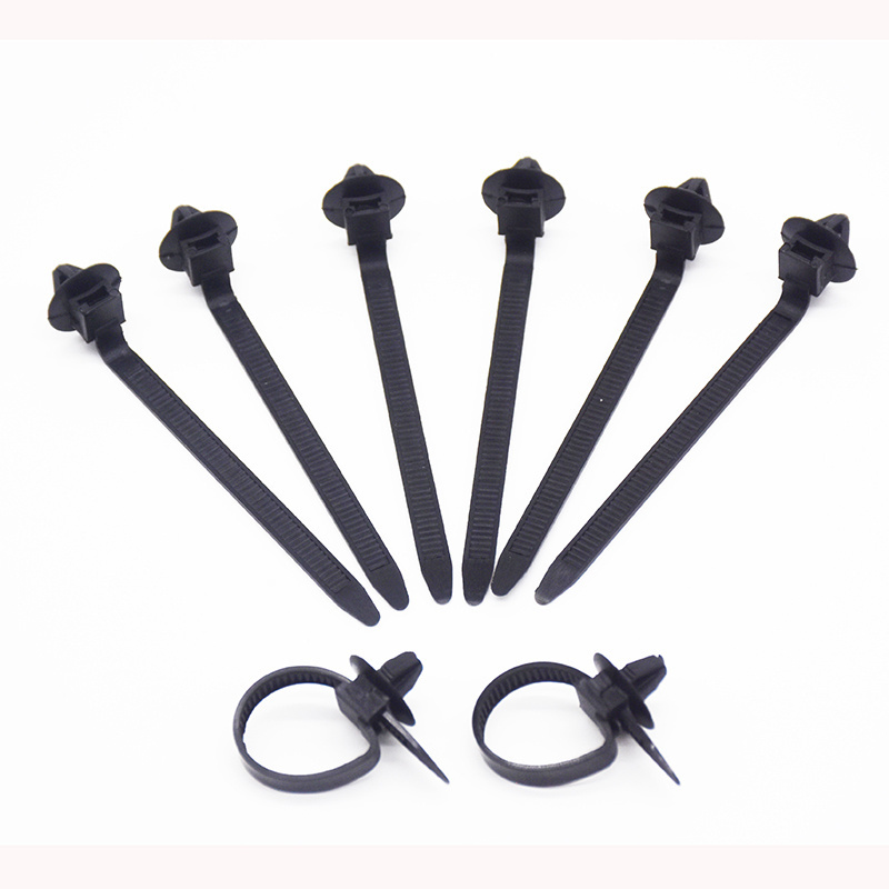 OEM C0444 50PCS Car Cable Fastening Ties Nylon Black Car Auto Cable Strap Push Mount Wire Tie Retainer Clip Clamp