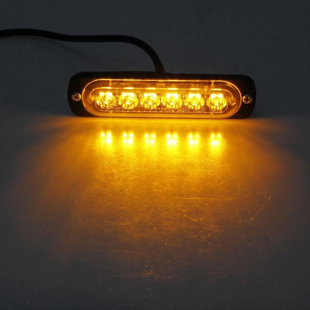 C0024 4pcs Amber 6LED Car Truck Emergency Beacon Warning Hazard Flash Strobe Light