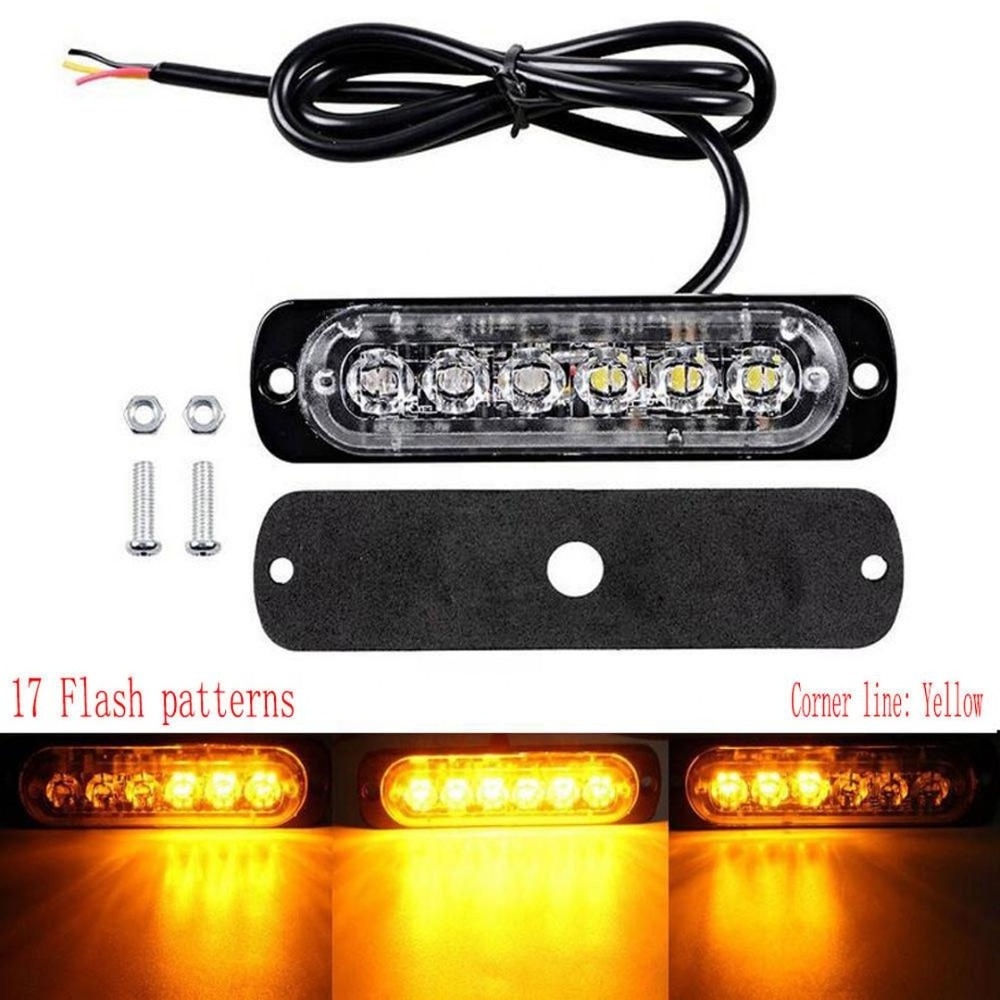 C0024 4pcs Amber 6LED Car Truck Emergency Beacon Warning Hazard Flash Strobe Light