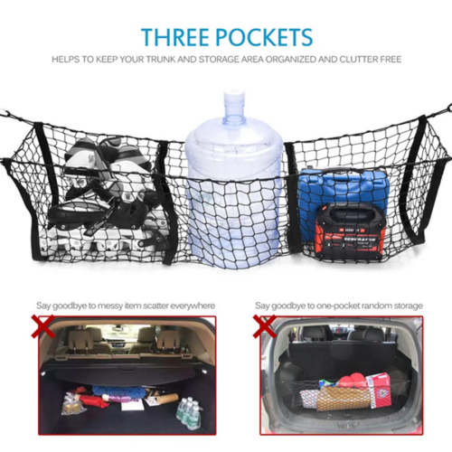 Pickup Truck Cargo Net Three Grid Luggage Mesh Pocket Storage Car Accessories