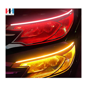 2pcs LED DRL Car Daytime Running Light Flexible Waterproof Strip Auto Headlights White Turn Signal Yellow Brake Flow Lights 12V