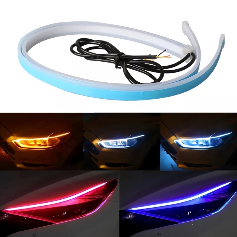 C0857 1pcs Car LED Lighting Strip Daytime Running Lights Flexible Waterproof Strips Light 12V Car Accessories Auto Headlight