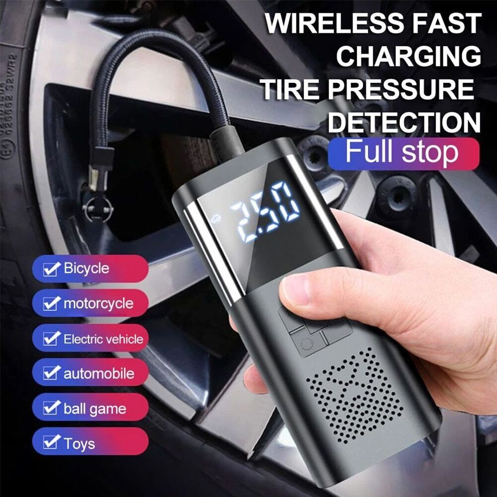 Tire Inflator Portable Air Compressor Air Pump Car Tires Pressure Gauge Motorcycle Electric Bike Bicycle Pump with LED Light