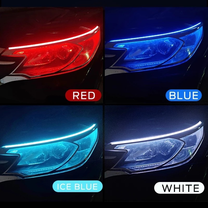 C0857 1pcs Car LED Lighting Strip Daytime Running Lights Flexible Waterproof Strips Light 12V Car Accessories Auto Headlight