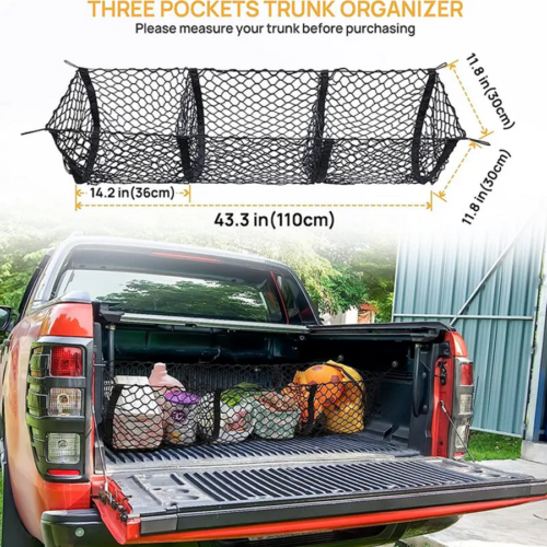 Pickup Truck Cargo Net Three Grid Luggage Mesh Pocket Storage Car Accessories