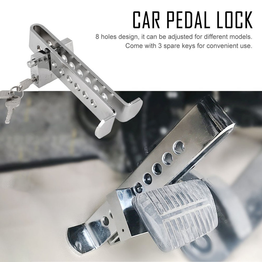 C0042 8 Holes Car Steel Brake Pedal Lock Clutch Lock Vehicle Security Anti-Theft Stainless Steel 8 Holes Car Clutch