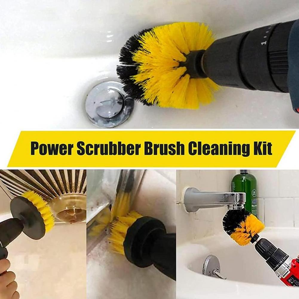 3Pcs Car Detailing Brush Wash Auto Detailing Cleaning Kit Engine Wheel Clean Set Electric Drill Brushes