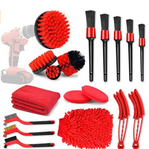 C0712 18 Pcs Car Cleaning Tools Kit Wash Kit/Detailing Brush Set/Wheel Auto Drill Brush for Car Interior & Exterior