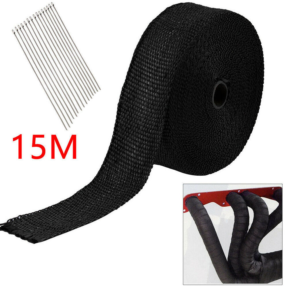 OEM C0143 NEW TITANIUM HEADER EXHAUST WRAP TAPE Black Heat Protection 15mx50mm AU SHIP Winding belt for motorcycle system