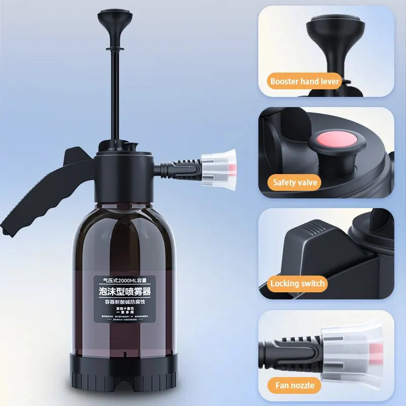 H0125 2L Hand Pump Foam Sprayer Pneumatic Washer Foam Snow Foam High Pressure Car Wash Spray Bottle for Car Home Cleaning