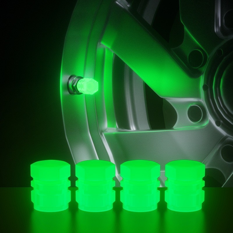 C0953 Universal Glow In The Dark Car Wheel Air Cover Luminous Tire Valve Caps Upgraded and brighter