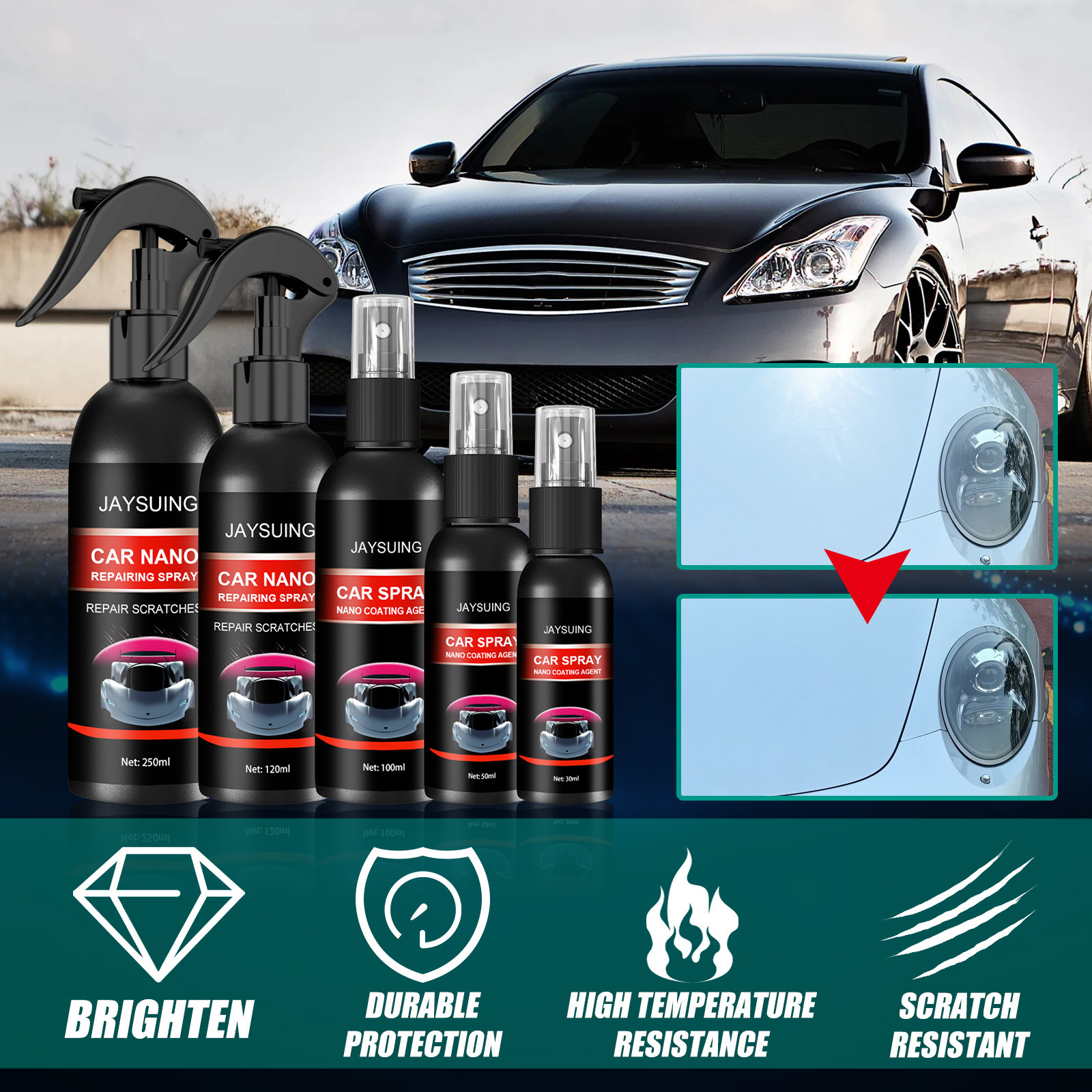 OEM Car Scratch Repair Nano Spray Scratch Remove Ceramic Coating Paint Sealant 120ML/250ML