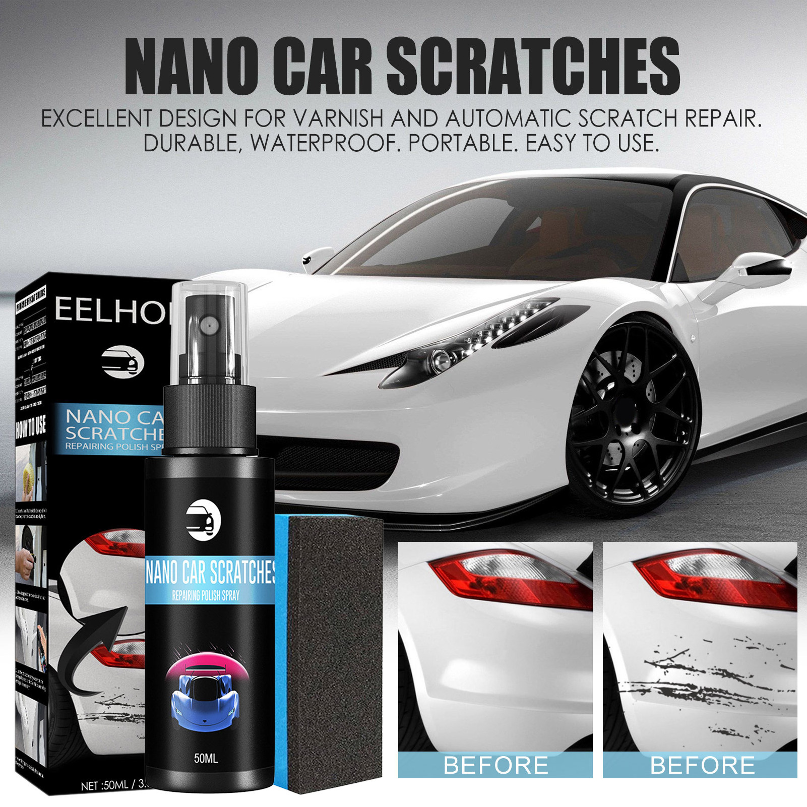 OEM Nano Car Scratch Remover Polish & Paint Restorer Spray For Vehicles Easy Repair Polish Buffer Kit For Paint Scratches Water