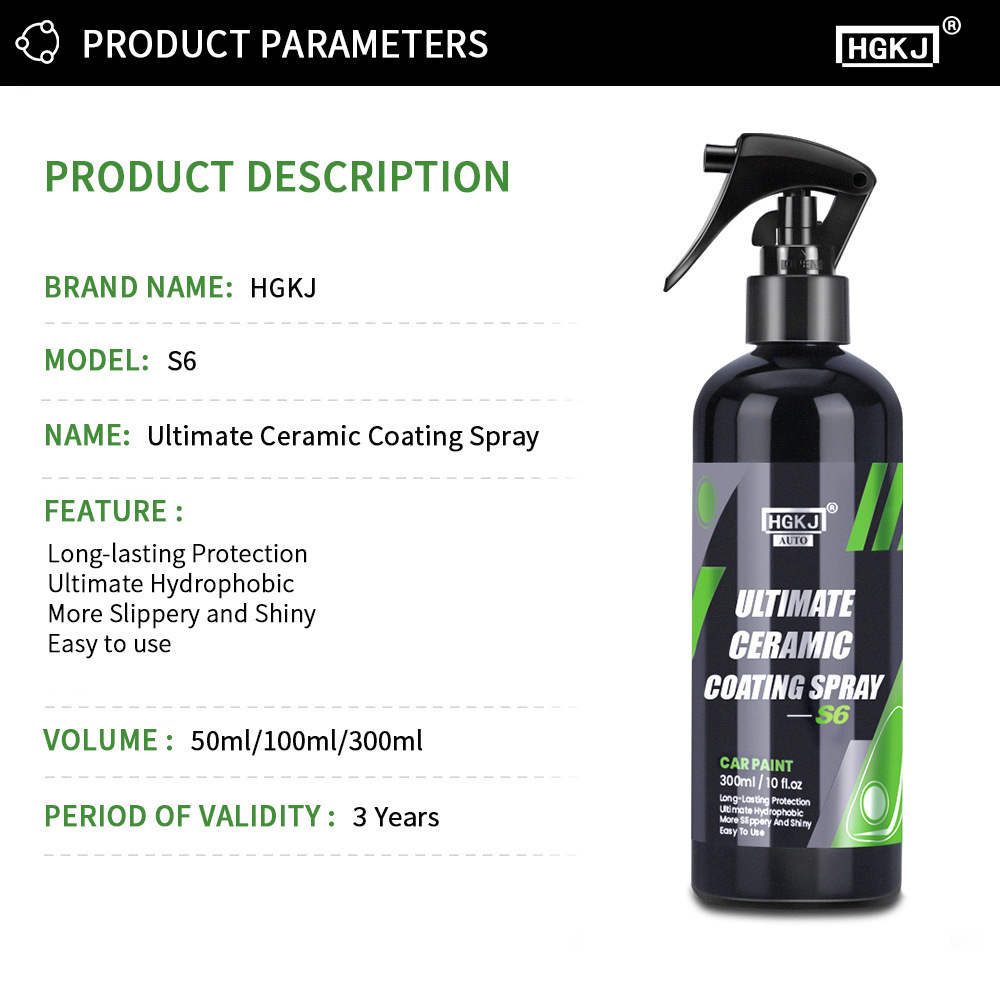 HGKJ S6 300ml 9H Ceramic Car Coating Hydrochromo Paint Care Nano Top Quick Coat Polymer Detail Protection Liquid Wax Car Care