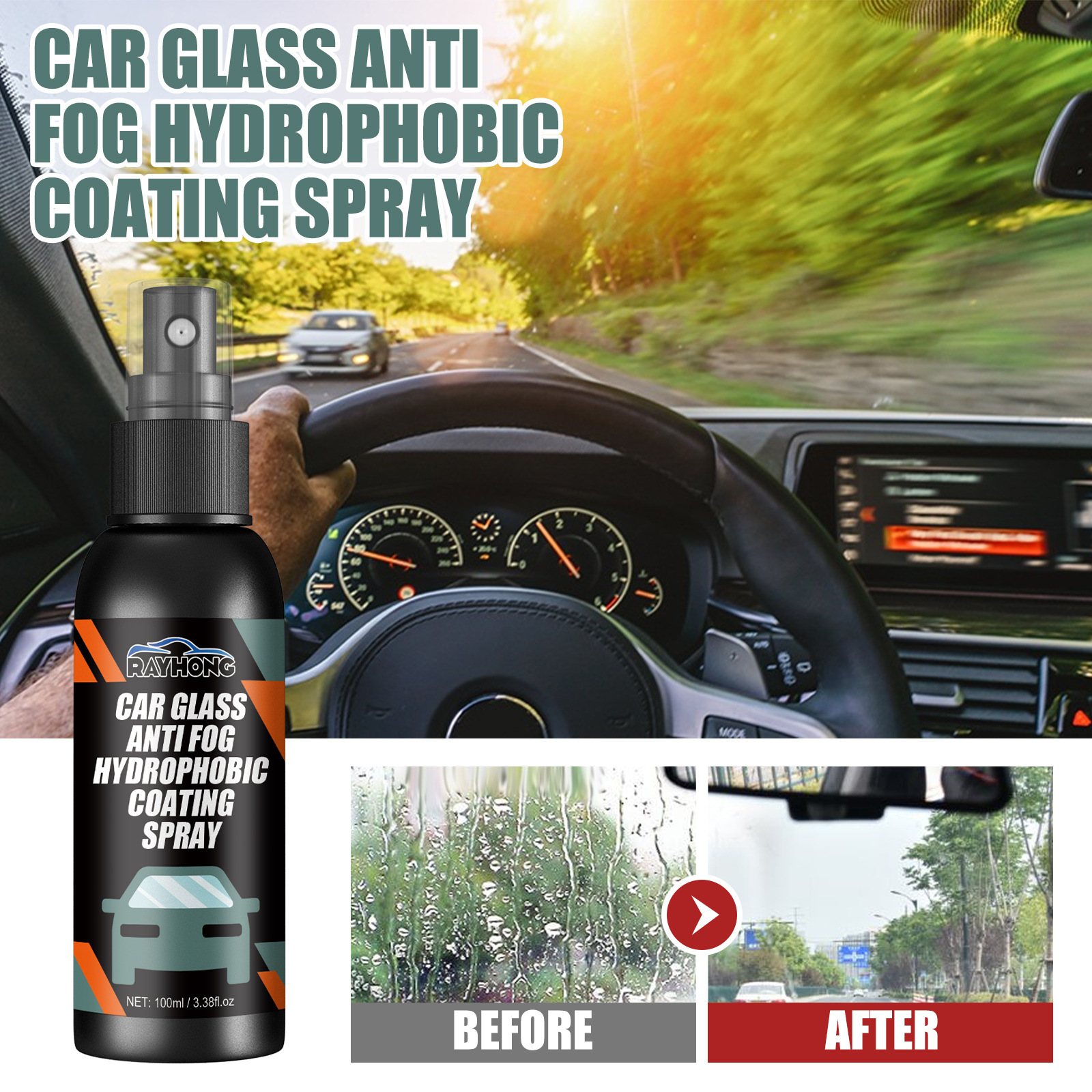 Car windshield spray/rearview mirror anti-fog agent/glass cleaning stain super hydrophobic water repellent