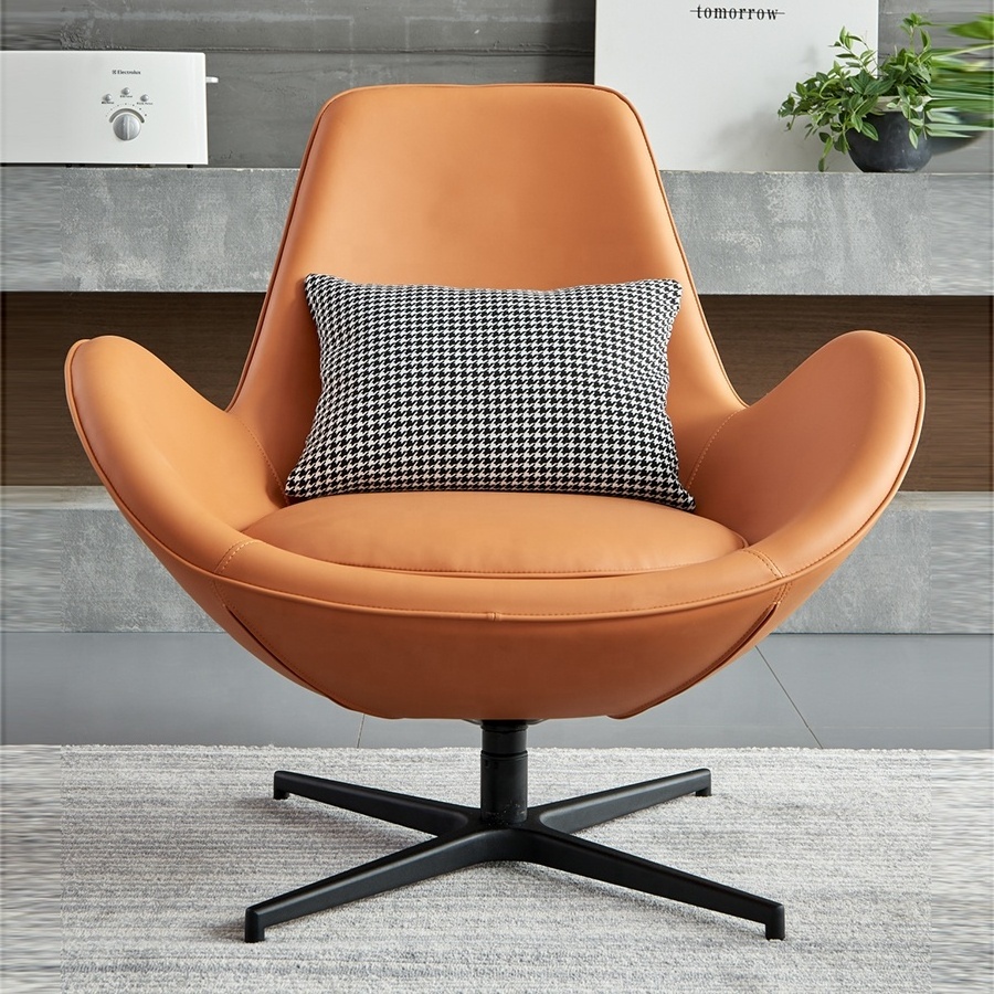 Living room Modern Metal Legs Elegant Chaise Lounge  leather  egg chair leisure swivel hotel chair