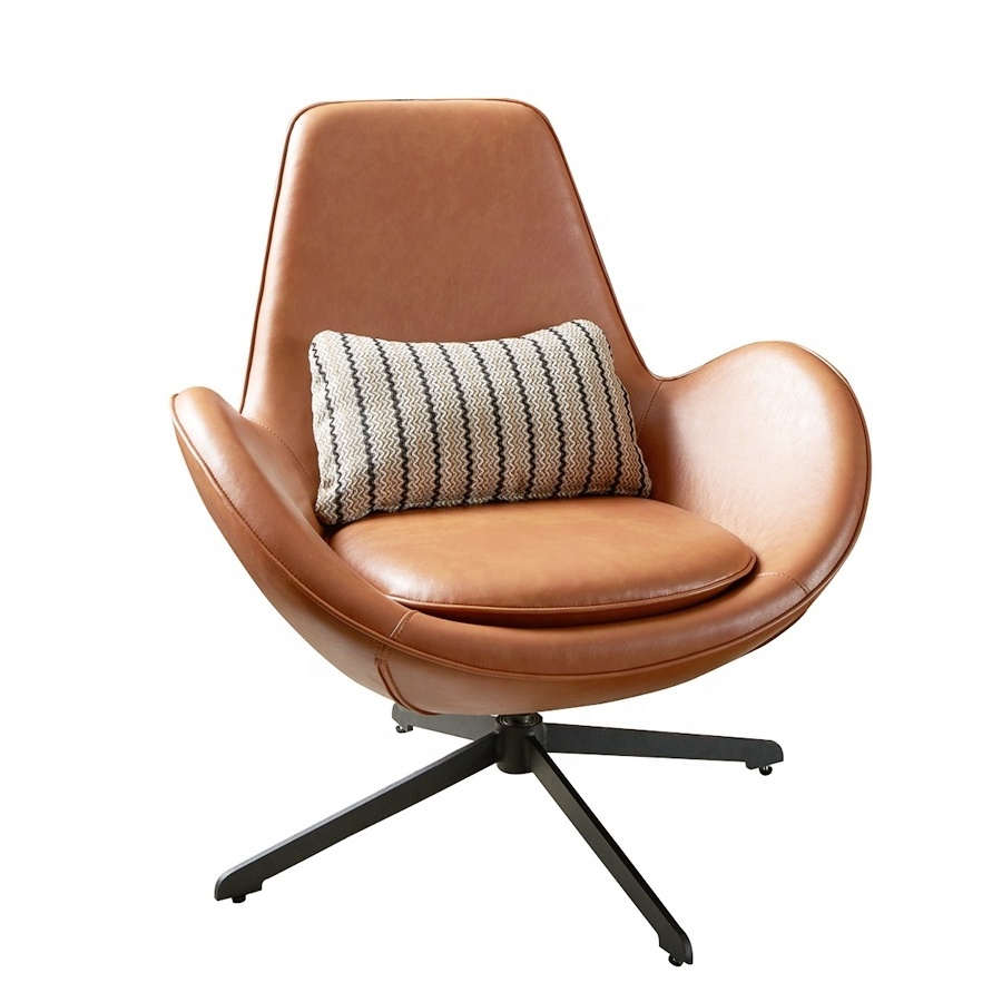 Living room Modern Metal Legs Elegant Chaise Lounge  leather  egg chair leisure swivel hotel chair