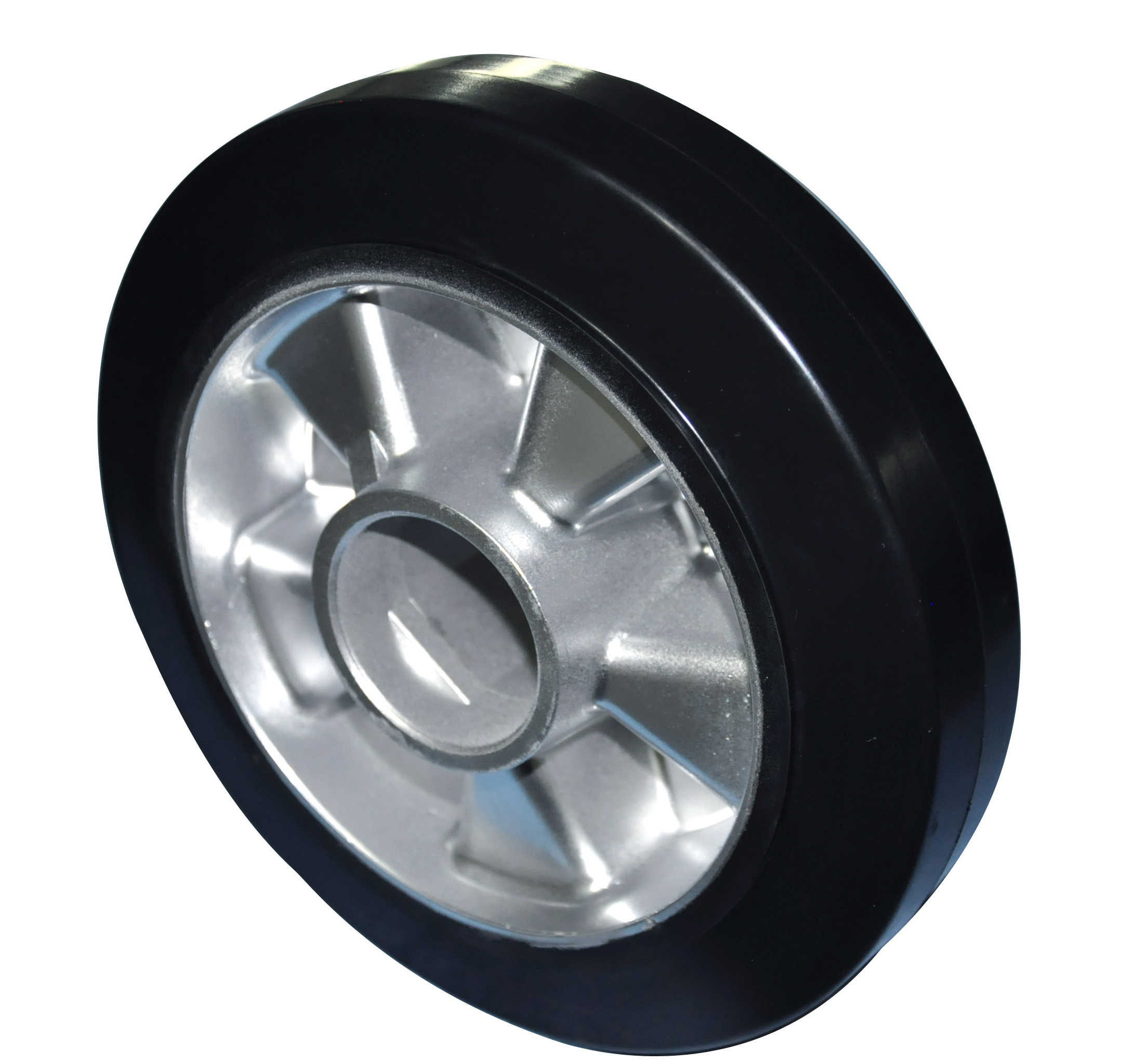 Source factory products 200X50mm  heavy duty Double ball bearing  aluminum core rubber caster wheel