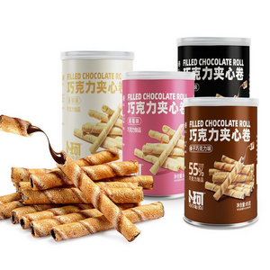 Exotic snacks Wafer roll biscuits wholesale strawberry vanilla hazelnut rolls chocolate wafer rolls 85g