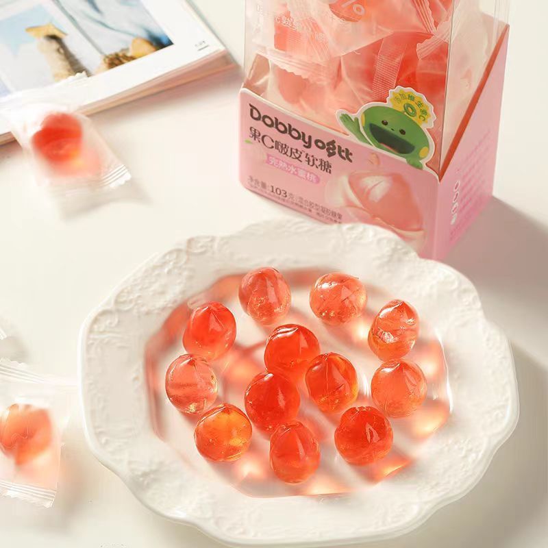 HACCP Certificate Peach Mango Peeling Gummy Candy Jelly Fruit Casings Gummy Candy