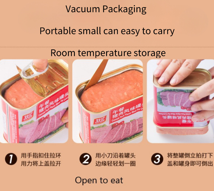 340g bulk wholesale canned pork meat luncheon meat halal canned meat for hotpot or snack