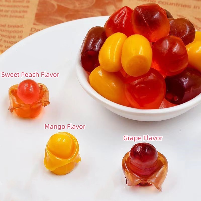 HACCP Certificate Peach Mango Peeling Gummy Candy Jelly Fruit Casings Gummy Candy