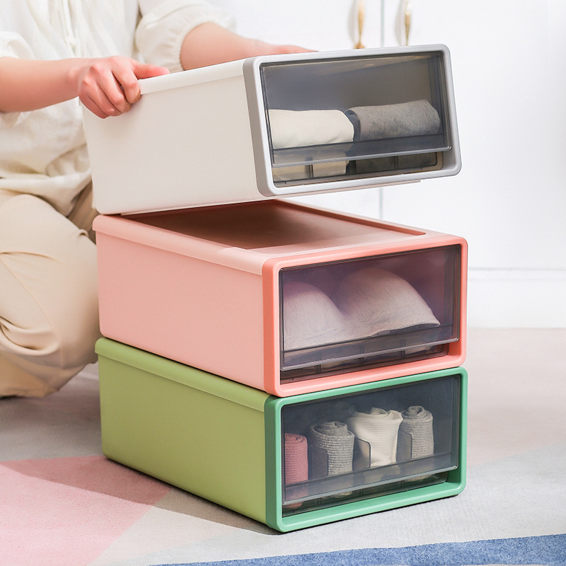 Plastic Storage Box Closet Dresser With Pull Out Drawer Underwear Socks Organizer For Kids