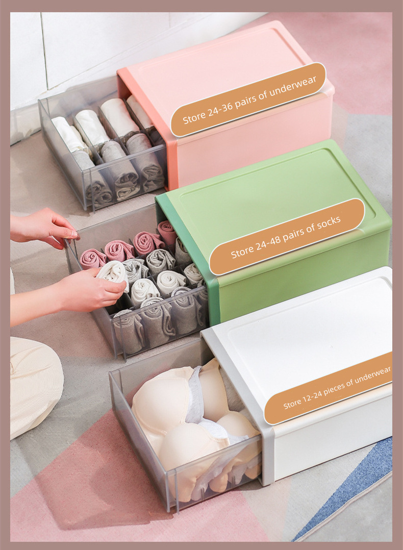 Plastic Storage Box Closet Dresser With Pull Out Drawer Underwear Socks Organizer For Kids