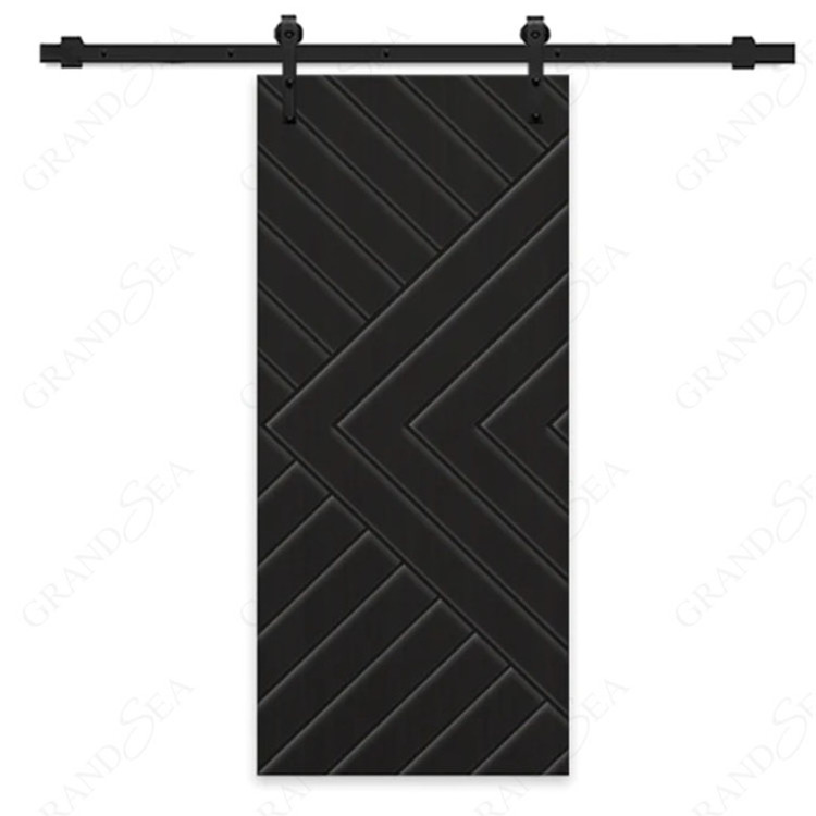 Hand Made Custom Handcrafted Modern Sliding Arrow Chevron Style Interior Sliding Wood Double Barn Door For Hotel