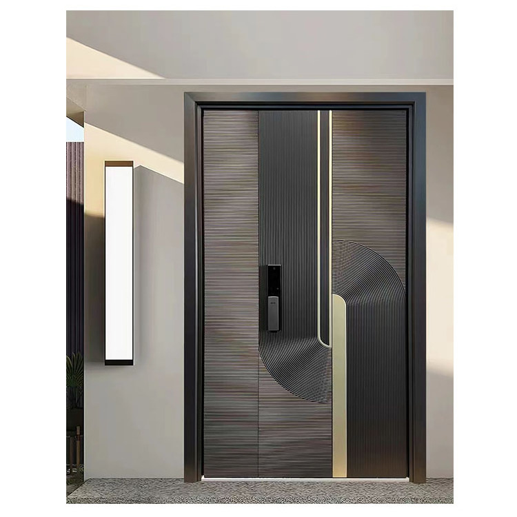 Factory Cheap Custom Steel Frame Wooden Prehung Exterior Door Solid Wood Front Door With Side Panel