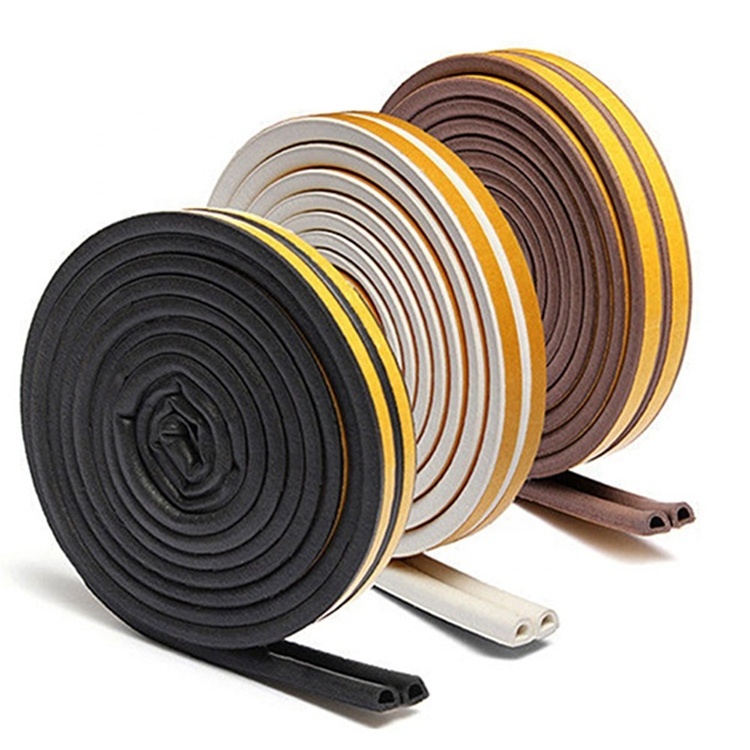 weatherstrip waterproof sound insulation wind proofing avoid door slam type D EPDM adhesive seal strip