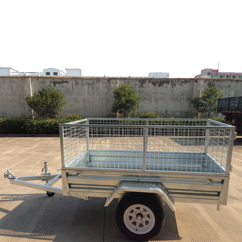 Single Cage Galvanized Fully Welded 7*5 2 Wheel Car Box Trailer