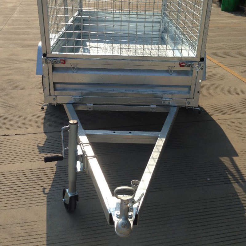 Single Cage Galvanized Fully Welded 7*5 2 Wheel Car Box Trailer