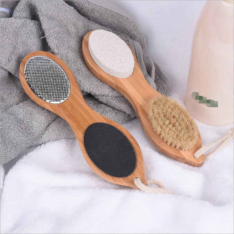 4 in1 Eco Friendly Scrub Exfoliating Mini Foot Brush With Pumice Stone