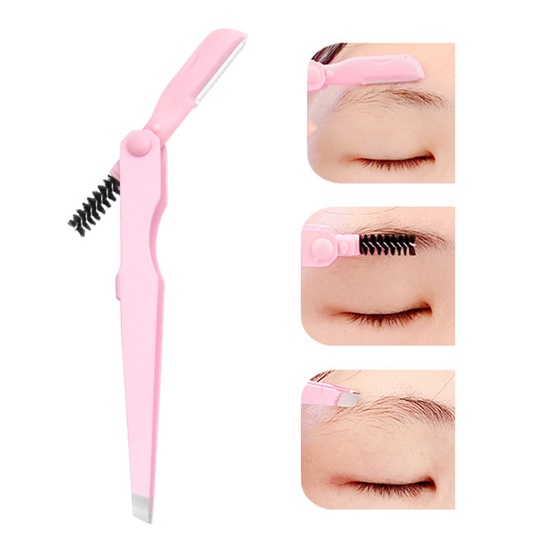 Pointed Eyebrow Matte Black Lash Eyelash Extension Cute Fun Tweezers Girl Shape Bulk Slanted Fiber Tip Tweezers Set Professional