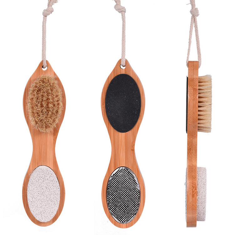 4 in1 Eco Friendly Scrub Exfoliating Mini Foot Brush With Pumice Stone